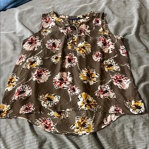 Apt. 9 Floral Sleeveless Blouse Brown Black